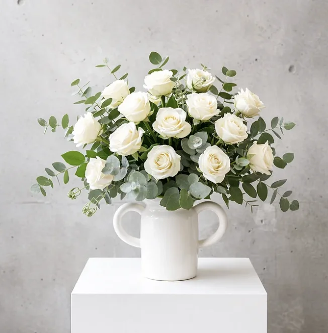 Bouquet Roses blanches 11 tiges, par Canopée Marseille, fleuriste à Marseille