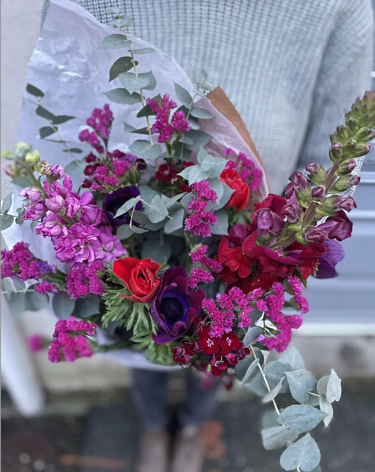 Bouquet Saint-Valentin Fleurs Françaises VIOLINE, par Rose Et Chardon, fleuriste à Meudon