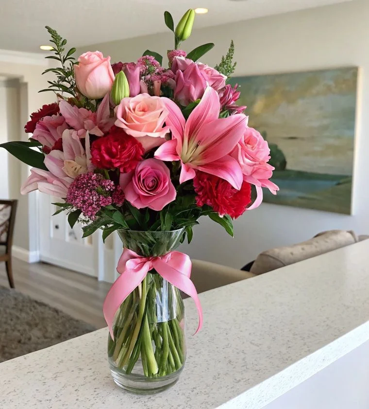 bouquet symphonie rose, par Les fleurs de Célony, fleuriste à Aix-en-Provence