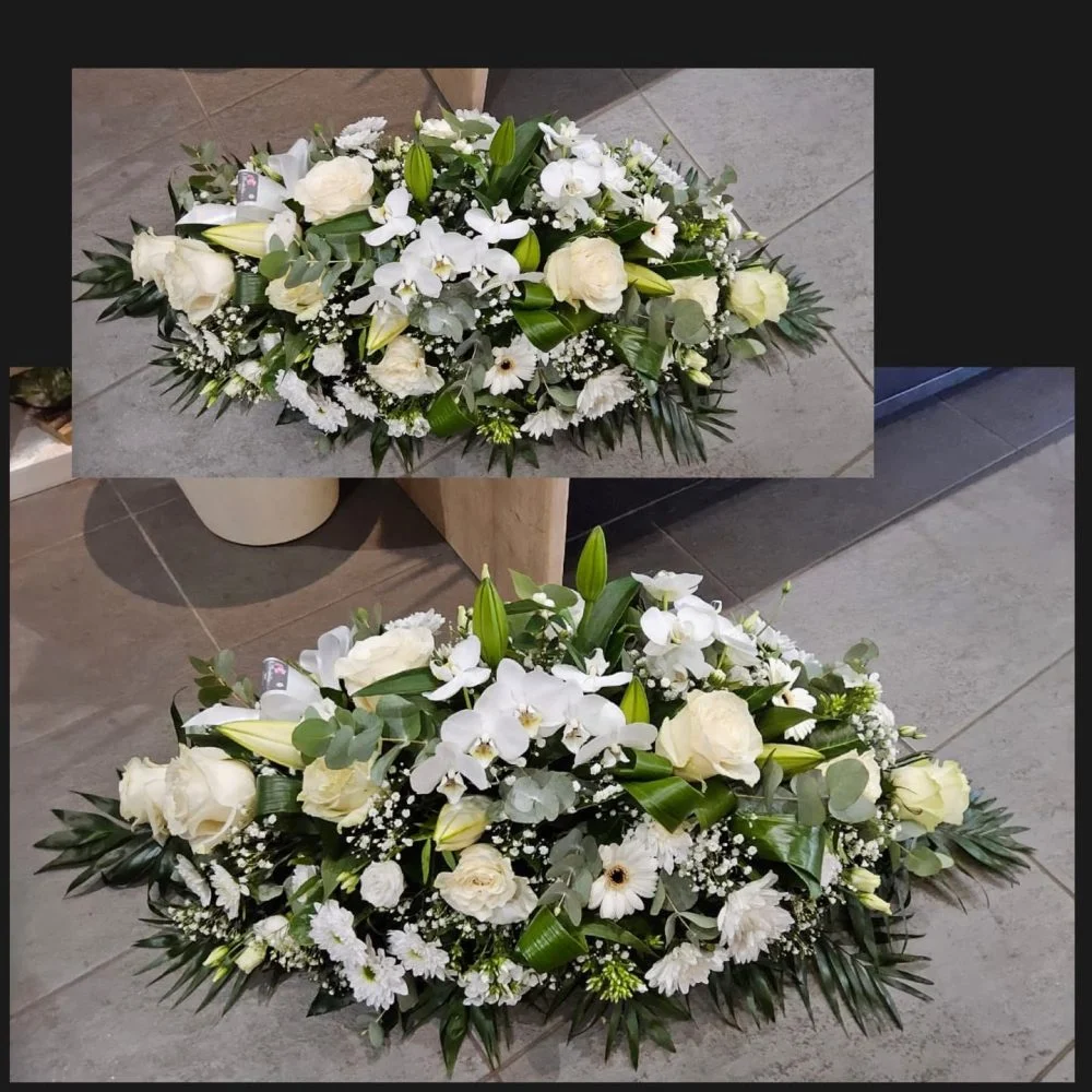 Raquette Deuil, par A l'Orchidée & Co, fleuriste à Plérin
