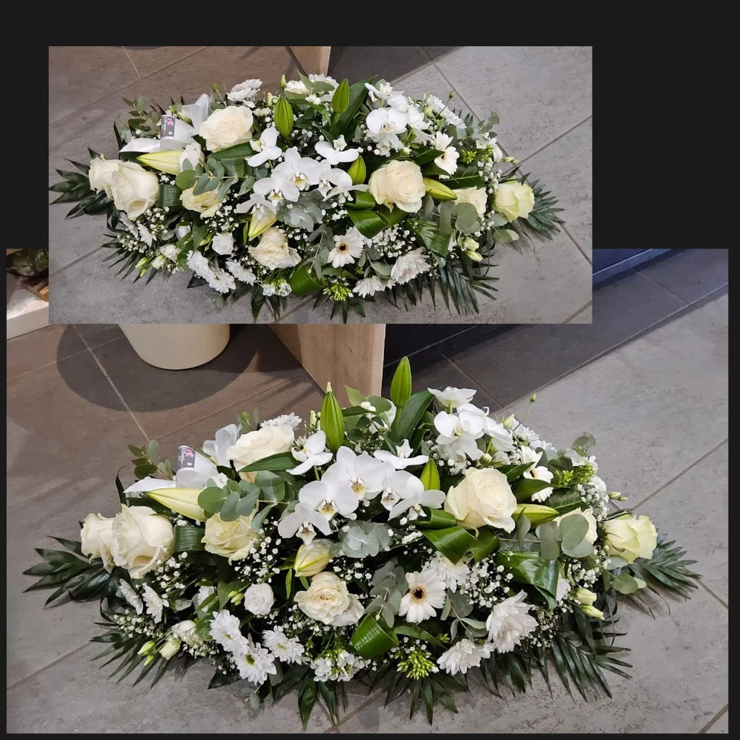 Raquette Deuil, par A l'Orchidée & Co, fleuriste à Plérin