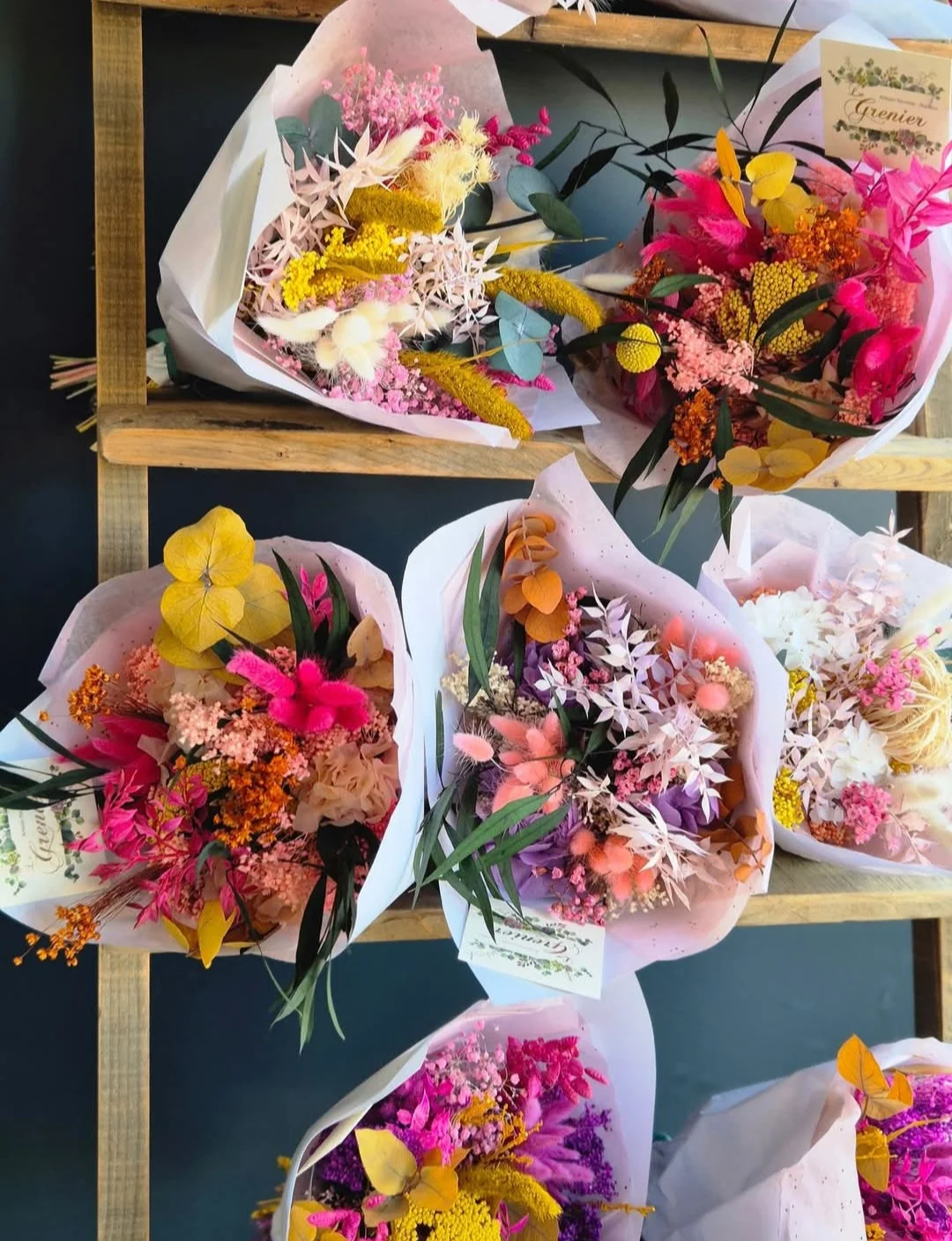 Bouquet de fleurs séchées, par Le Grenier Fleuriste, fleuriste à Rouillon