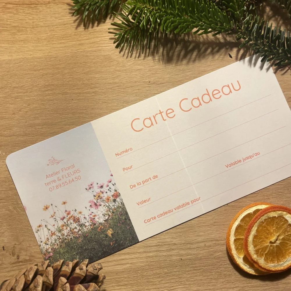 Bon cadeau, par Atelier floral'terre & FLEURS', fleuriste à Pléneuf-Val-André