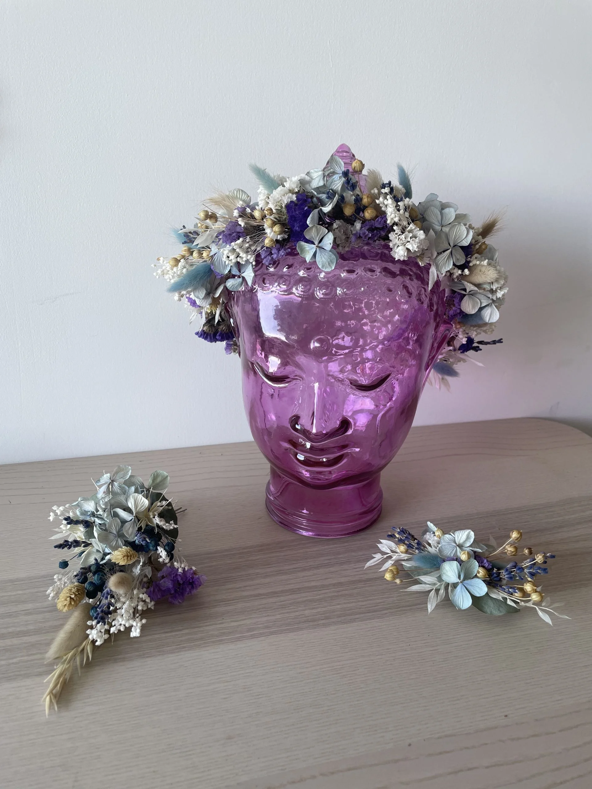 Couronne de fleurs séchées, par Atelier floral 'terre & FLEURS', fleuriste à Pléneuf-Val-André