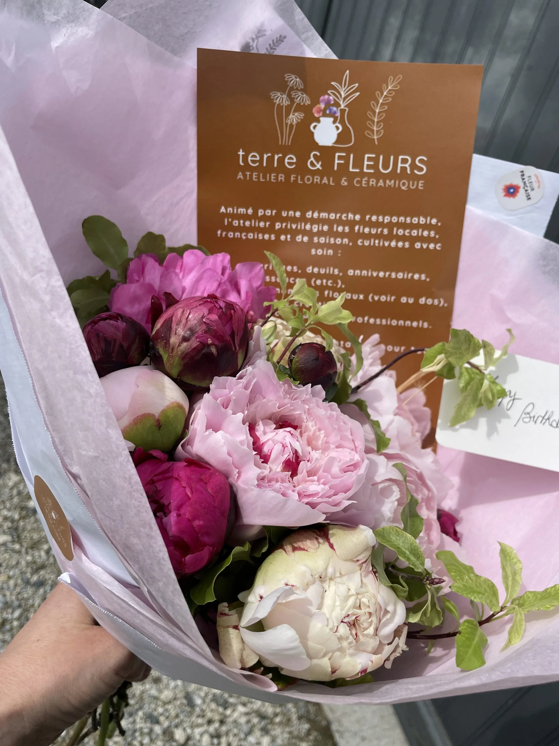 Bouquet de Pivoines, par Atelier floral 'terre & FLEURS', fleuriste à Pléneuf-Val-André