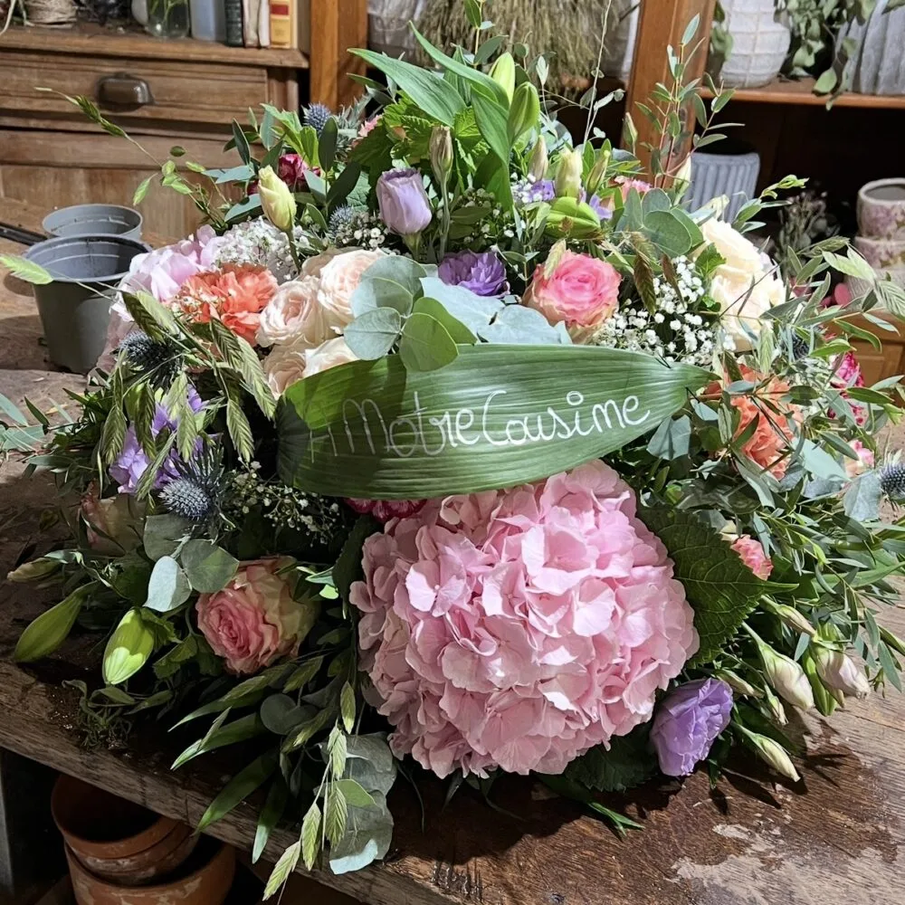 coussin rond, par La Melody des Fleurs, fleuriste à Montval-sur-Loir