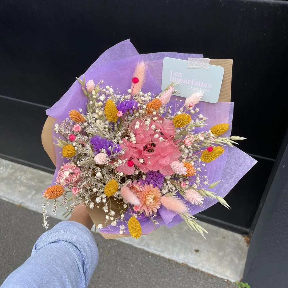 Bouquet de fleurs séchées, par Les Imparfaites, fleuriste à Cesson-Sévigné