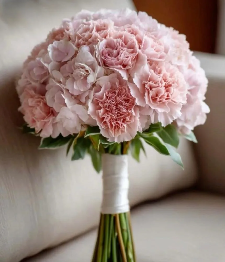 Bouquet mariage BOULE ROSE, par Les fleurs de Célony, fleuriste à Aix-en-Provence