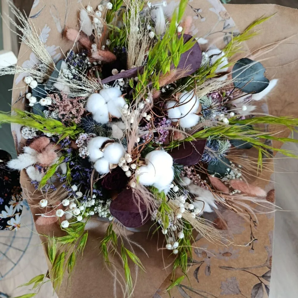 Bouquet Fleurs Séchées, par Fleurs de Lune, fleuriste à Saint-Parres-aux-Tertres