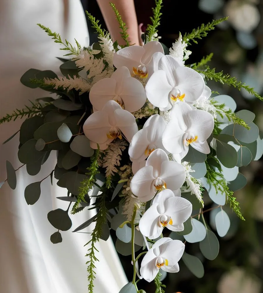 Bouquet mariage retombant orchide, par Les fleurs de Célony, fleuriste à Aix-en-Provence