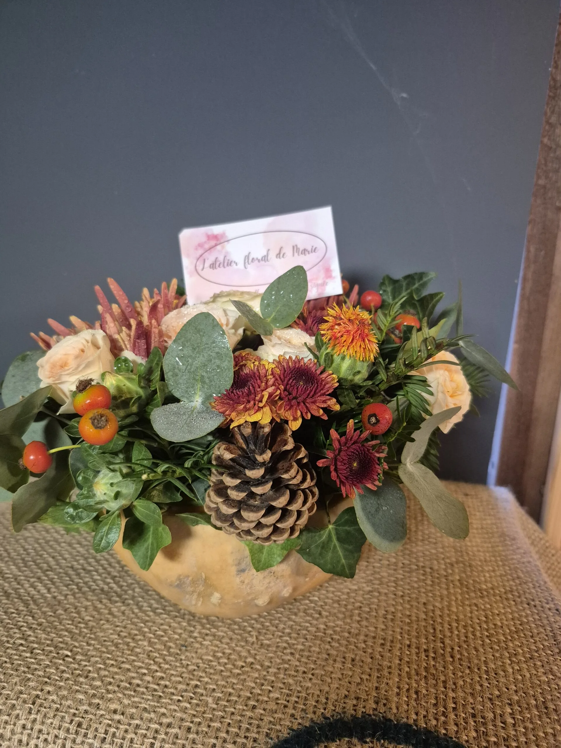 CITROUILLE FLEURIE, par L'Atelier Floral de Marie, fleuriste à Saint-Brice